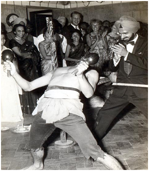 Doing the 'Limbo' dance at the Burmah Shell Club, Trombay