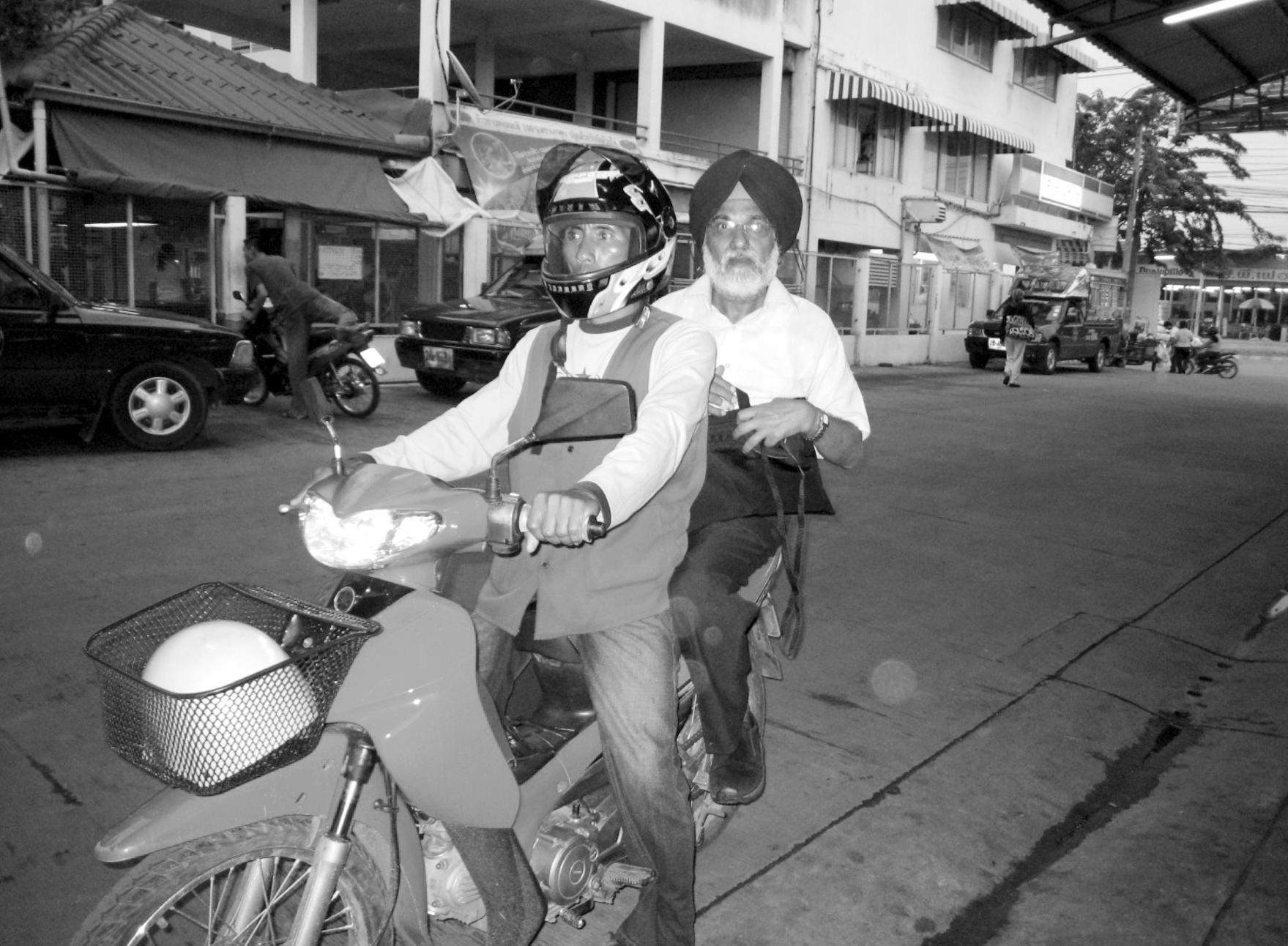 In some towns motor-cycle public transport was used to visit Gurdwaras, taxis were not available